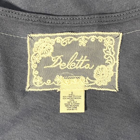 Deletta Coquette Cottage Core Tie Back Blue Rose Blouse - Picture 10 of 11